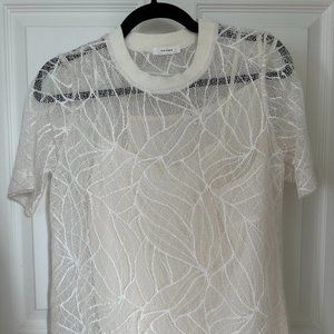 r/r studio top, size small, white, sheer top, with camisole